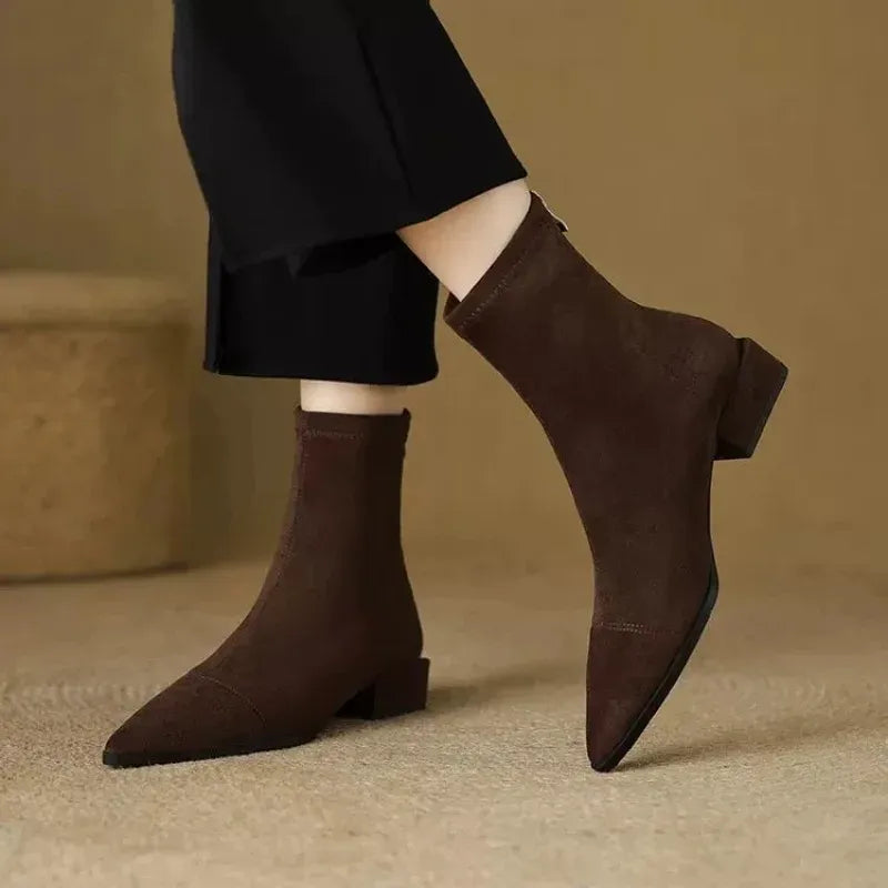 Nora | Suede Pointed-Toe Ankle Boots