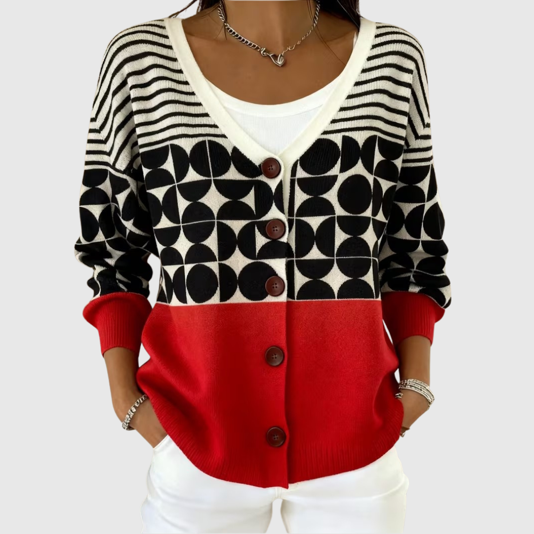 Matilde | Geometric Colour Block Knit Jacket