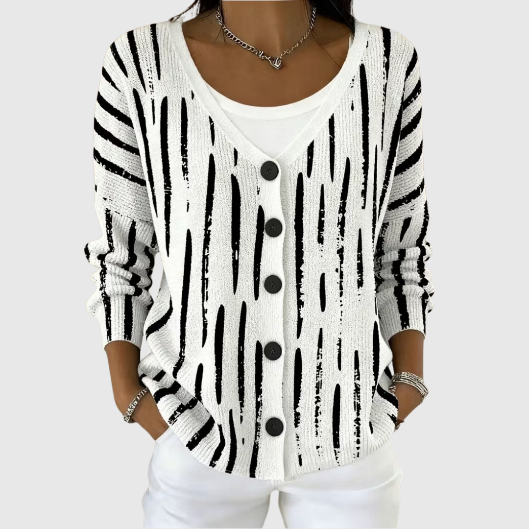 Leonora | Monochrome Brushstroke Knit Jacket
