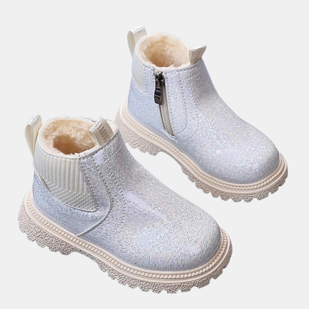 Girls' Glitter Faux Fur Lined Chelsea Snow Boots
