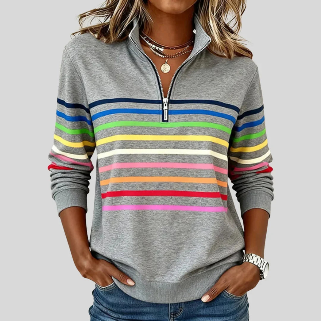 Celine | Colourful Striped Quarter-Zip