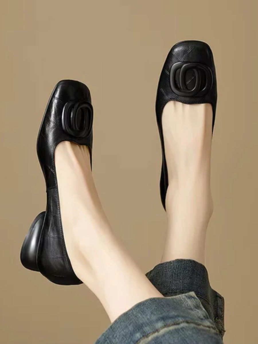 Nora | Erin Leather Square-Toe Flats