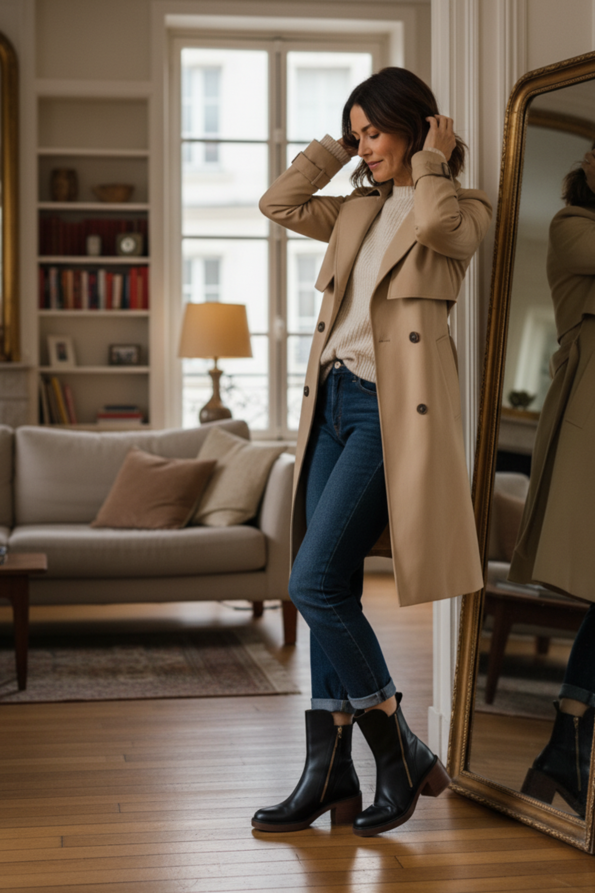 Pernelle | Leather Ankle Boots with Square Heel