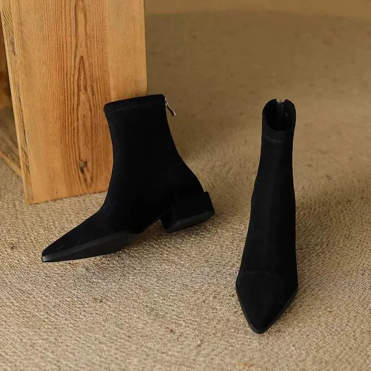 Nora | Suede Pointed-Toe Ankle Boots