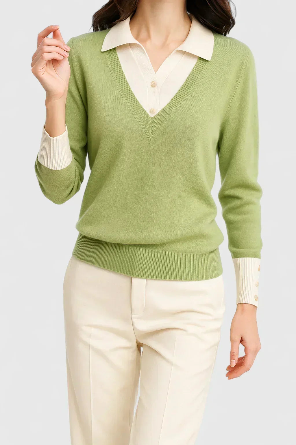 Pauline | Collared V-Neck Sweater