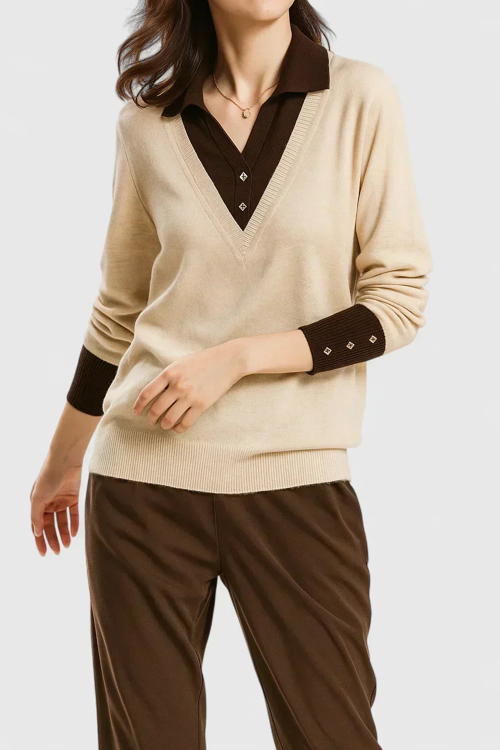 Pauline | Collared V-Neck Sweater