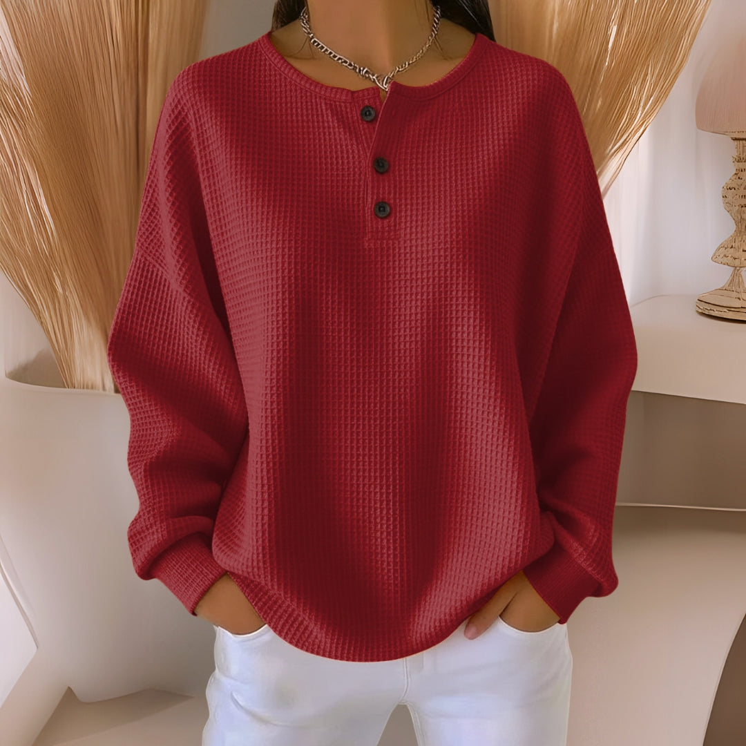 Bernadette | Relaxed Button-Neck Top