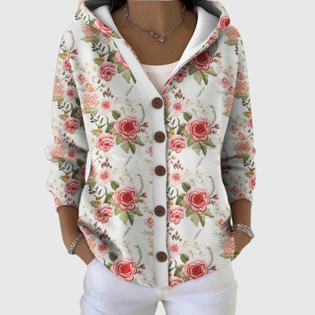 Cesarina | Pink Rose Hooded Knit Jacket