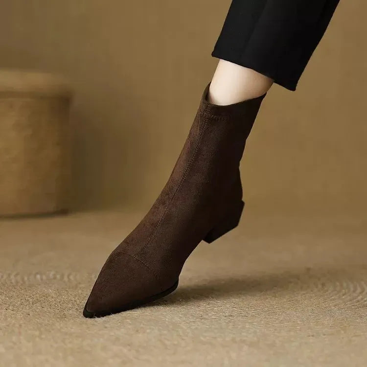 Nora | Suede Pointed-Toe Ankle Boots