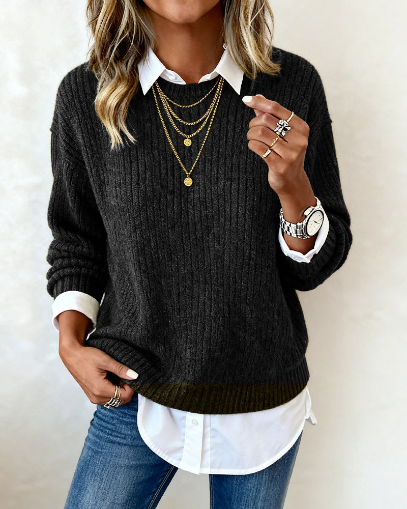 Luna | Patchwork Collar Jumper