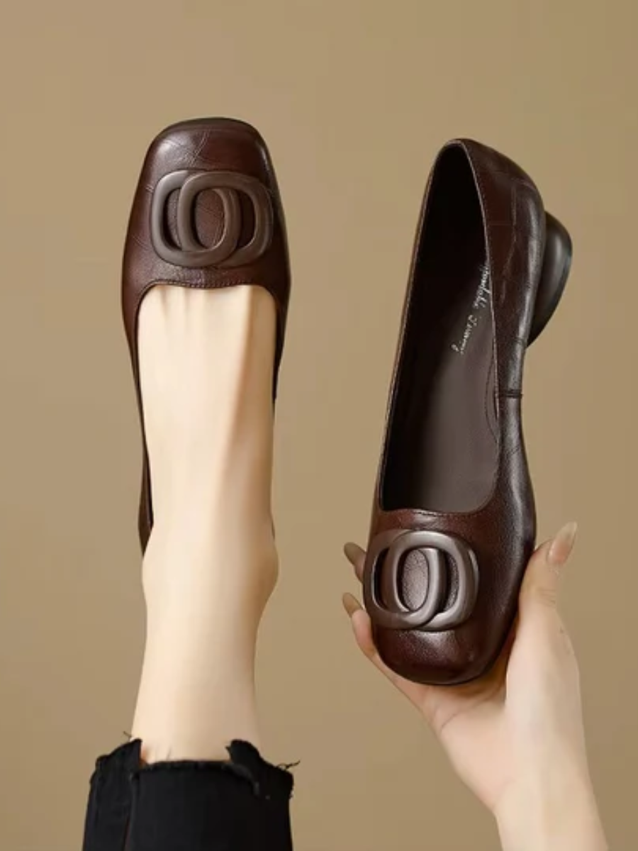 Nora | Erin Leather Square-Toe Flats