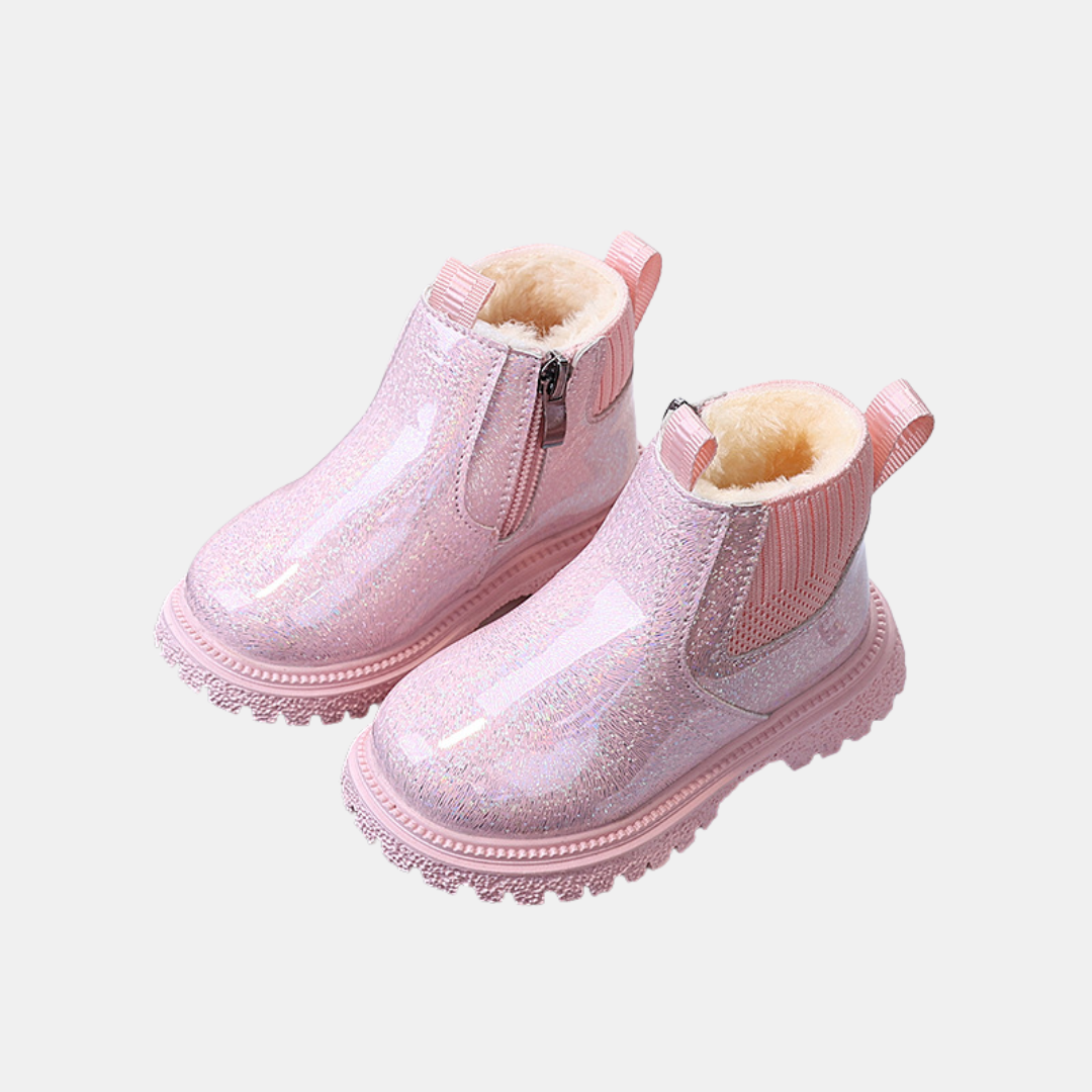 Girls' Glitter Faux Fur Lined Chelsea Snow Boots