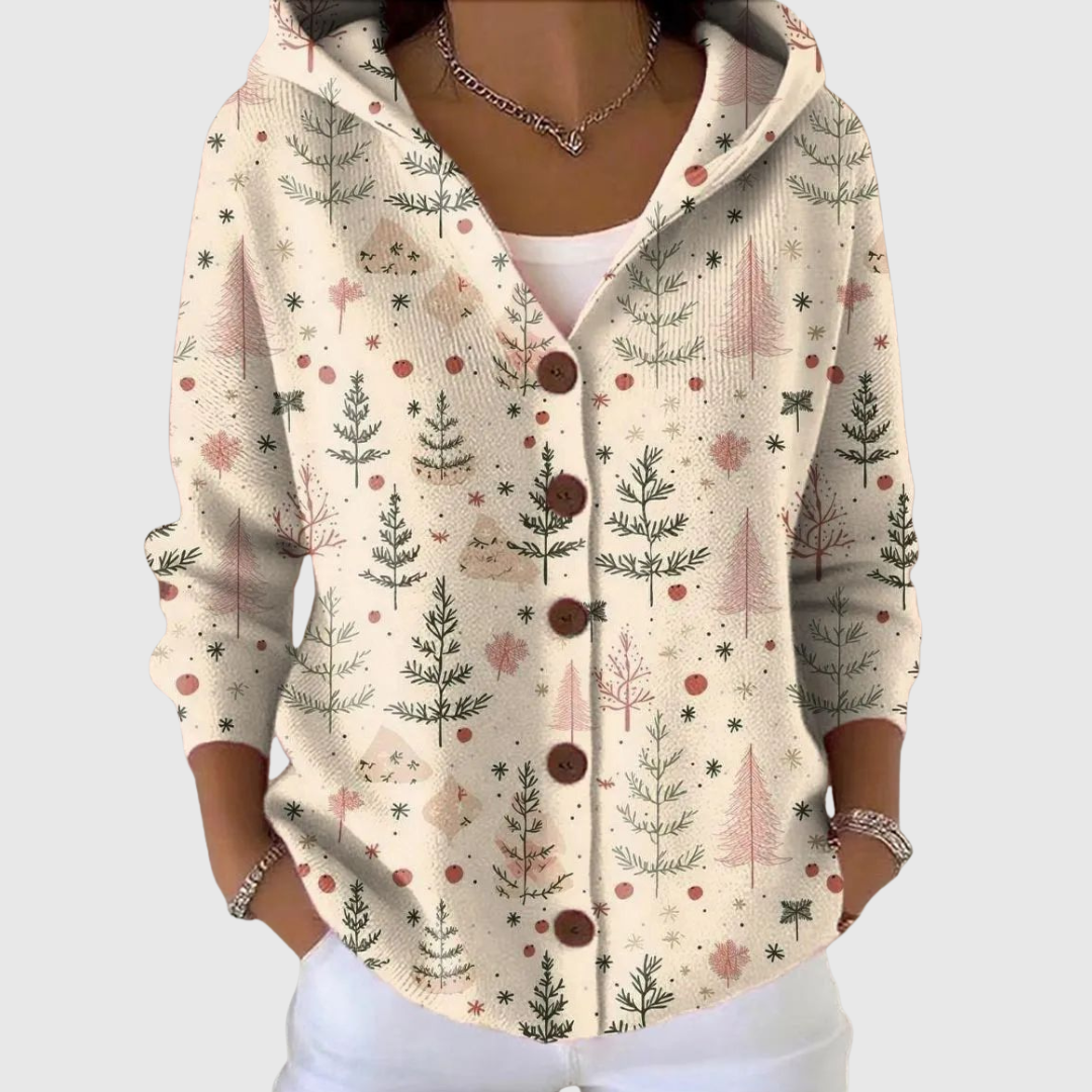 Marcella | Winter Tree Hooded Knit Jacket