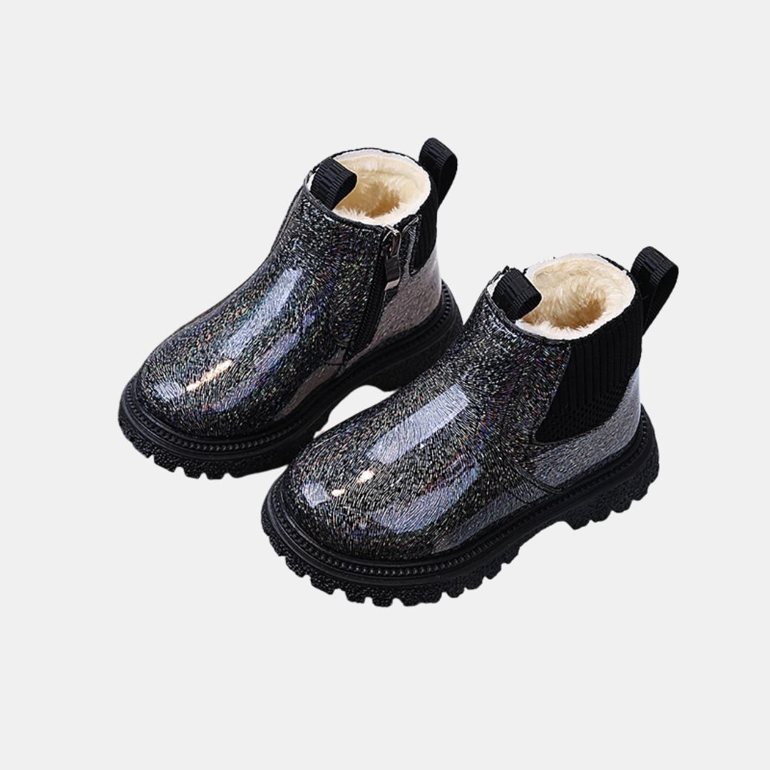 Girls' Glitter Faux Fur Lined Chelsea Snow Boots