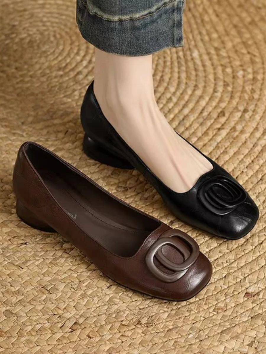 Nora | Erin Leather Square-Toe Flats
