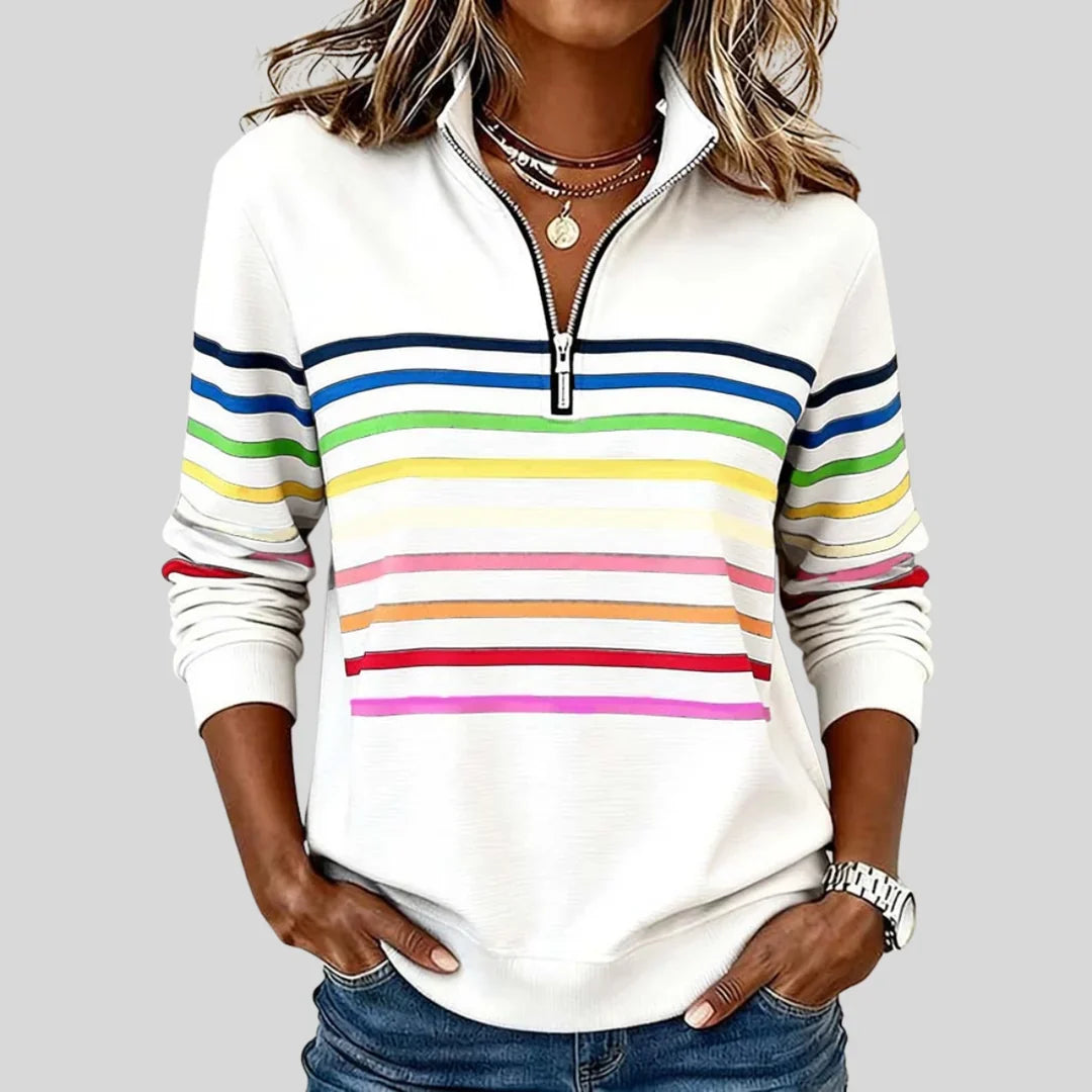 Celine | Colourful Striped Quarter-Zip