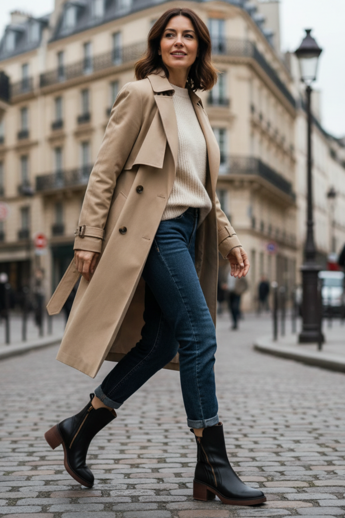 Pernelle | Leather Ankle Boots with Square Heel