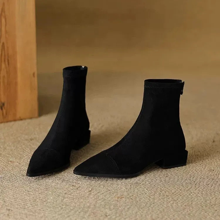 Nora | Suede Pointed-Toe Ankle Boots