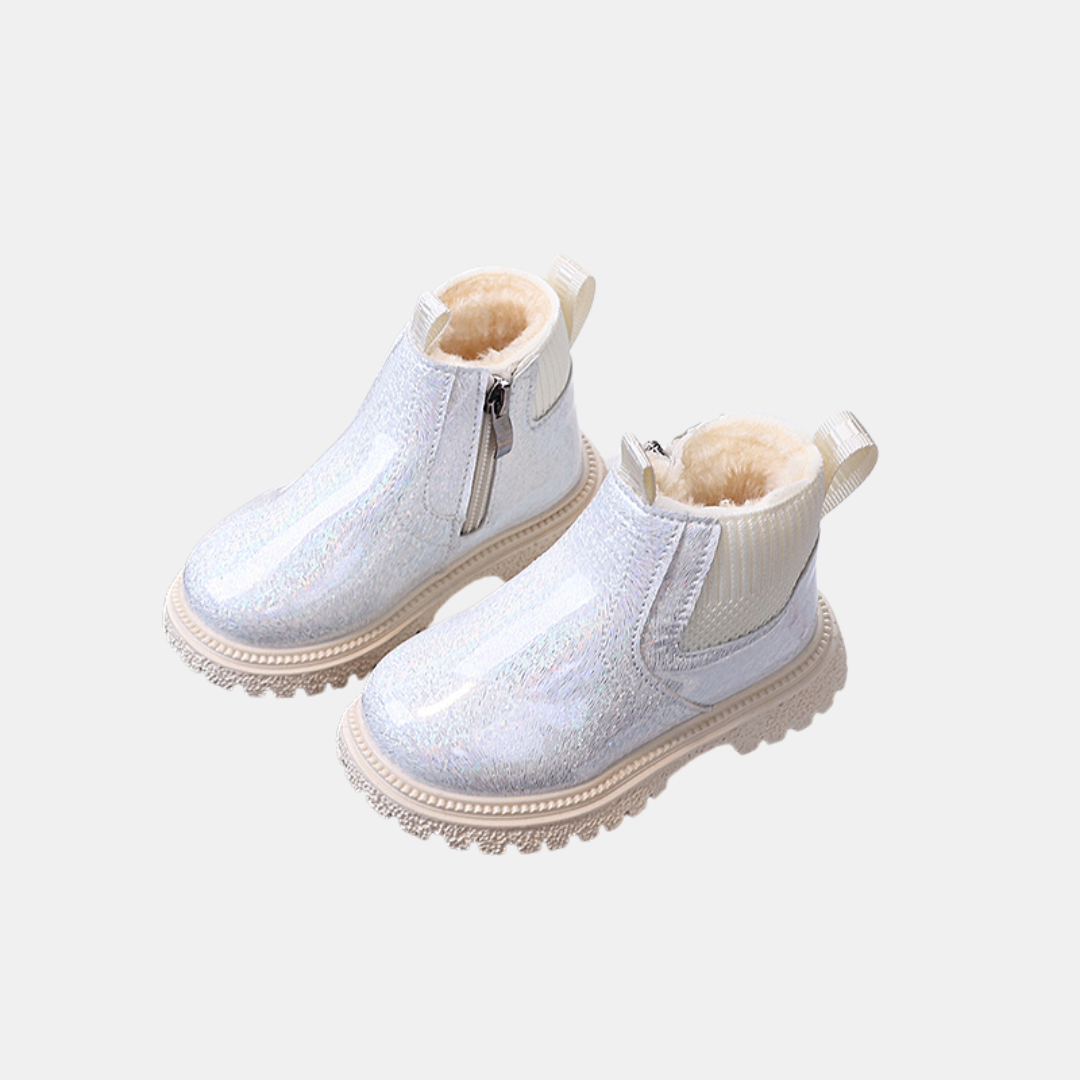 Girls' Glitter Faux Fur Lined Chelsea Snow Boots