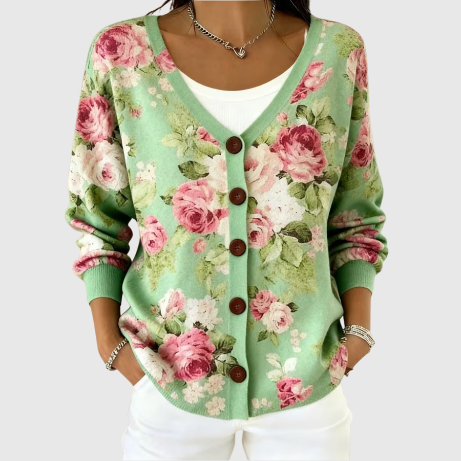 Olga | Sage Rose Knit Jacket