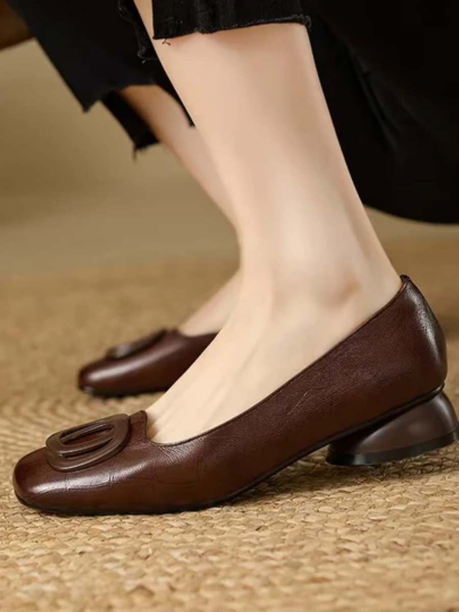 Nora | Erin Leather Square-Toe Flats