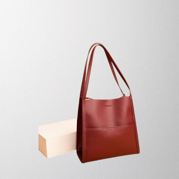 Valérie Dupré - Solid color simple genuine leather shoulder bag