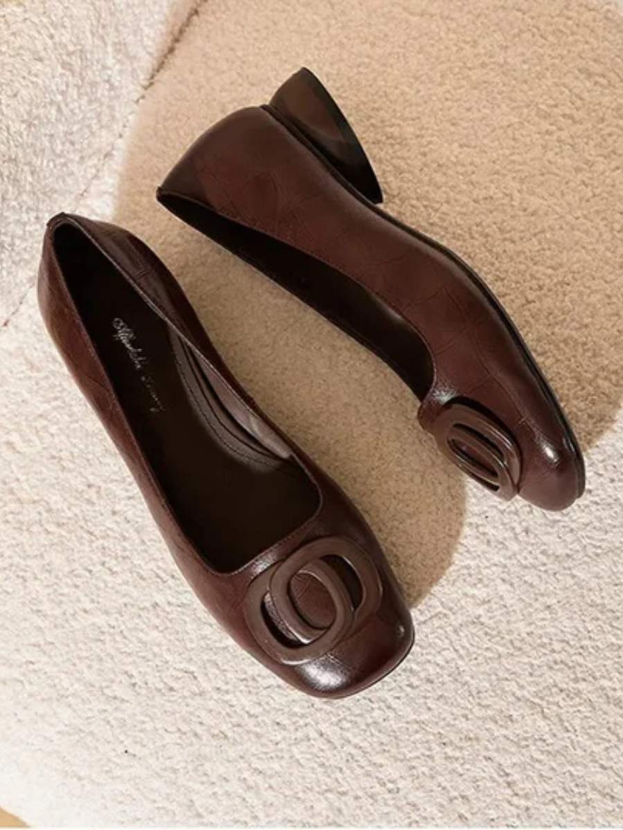 Nora | Erin Leather Square-Toe Flats