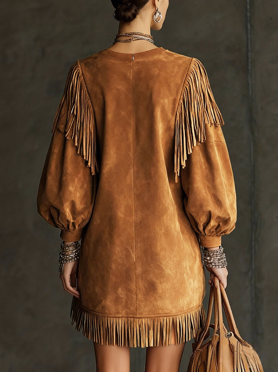 SAVANNA | WESTERN STYLE MAXI DRESS WITH BELL SLEEVES