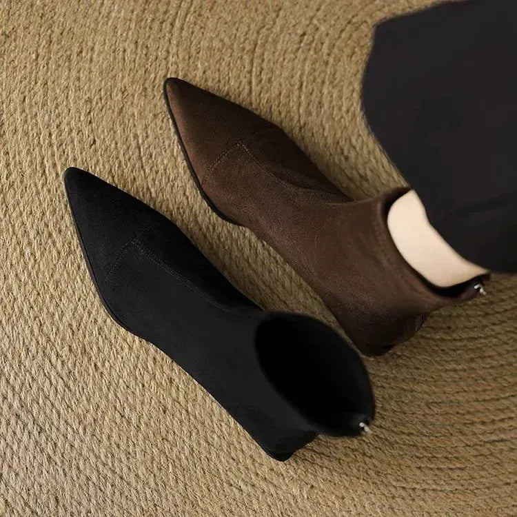 Nora | Suede Pointed-Toe Ankle Boots