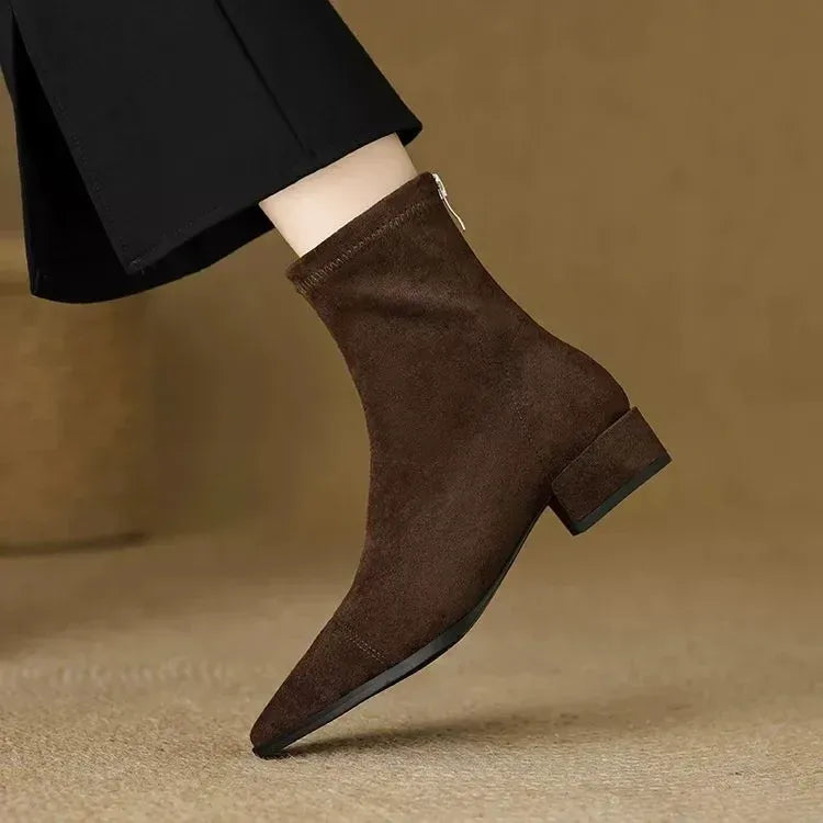 Nora | Suede Pointed-Toe Ankle Boots