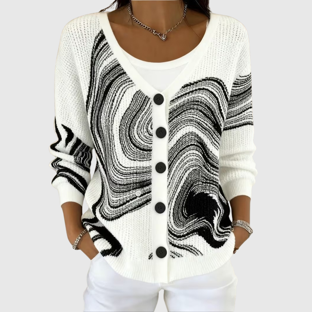 Emilia | Monochrome Swirl Knit Jacket