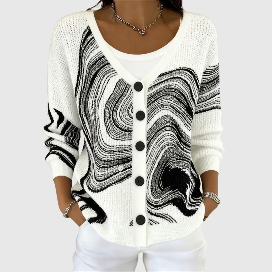Emilia | Monochrome Swirl Knit Jacket