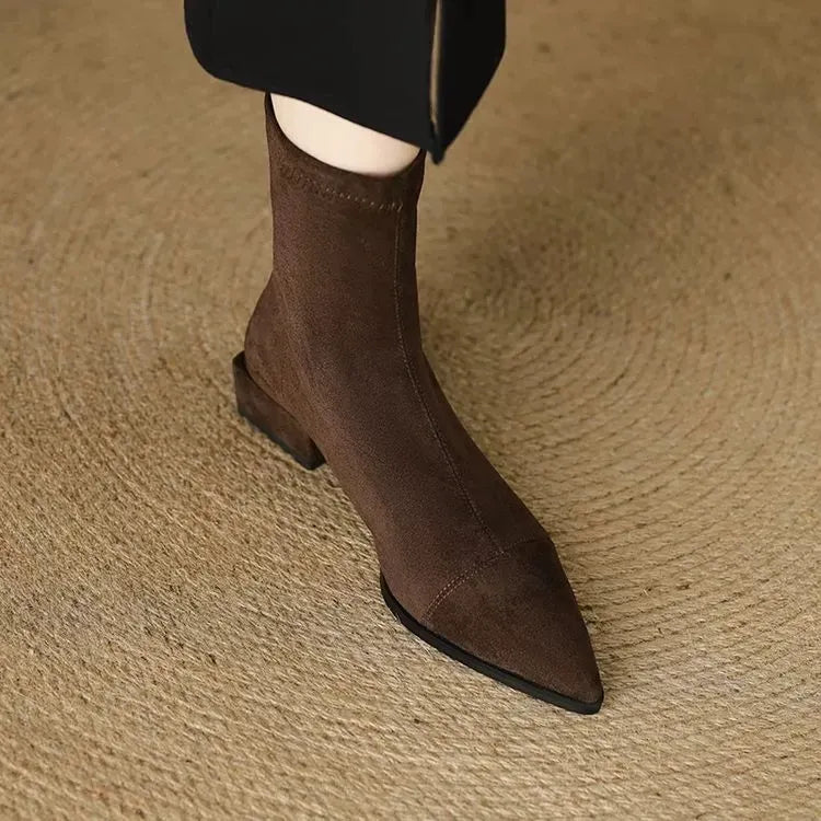 Nora | Suede Pointed-Toe Ankle Boots