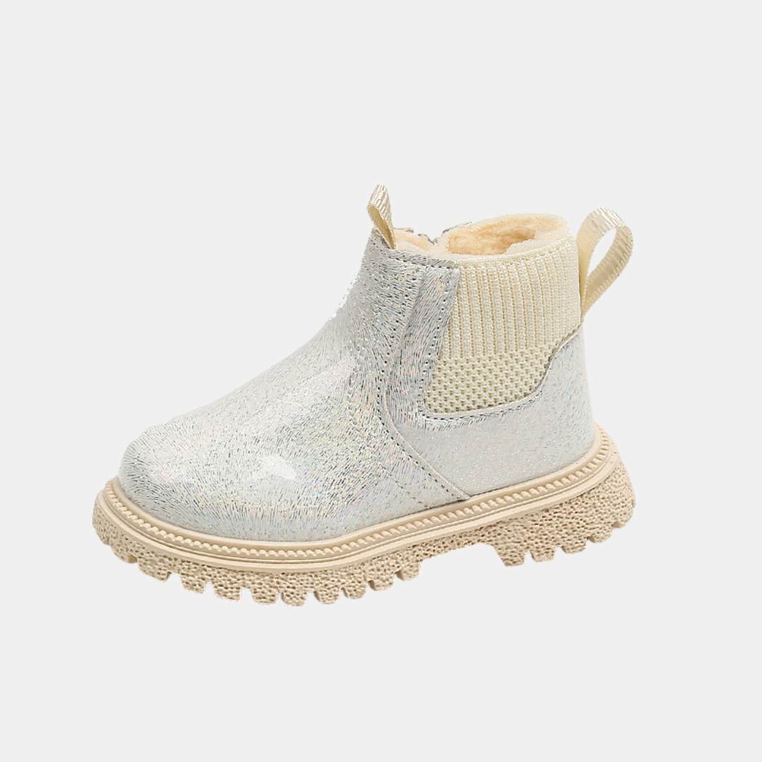 Girls' Glitter Faux Fur Lined Chelsea Snow Boots