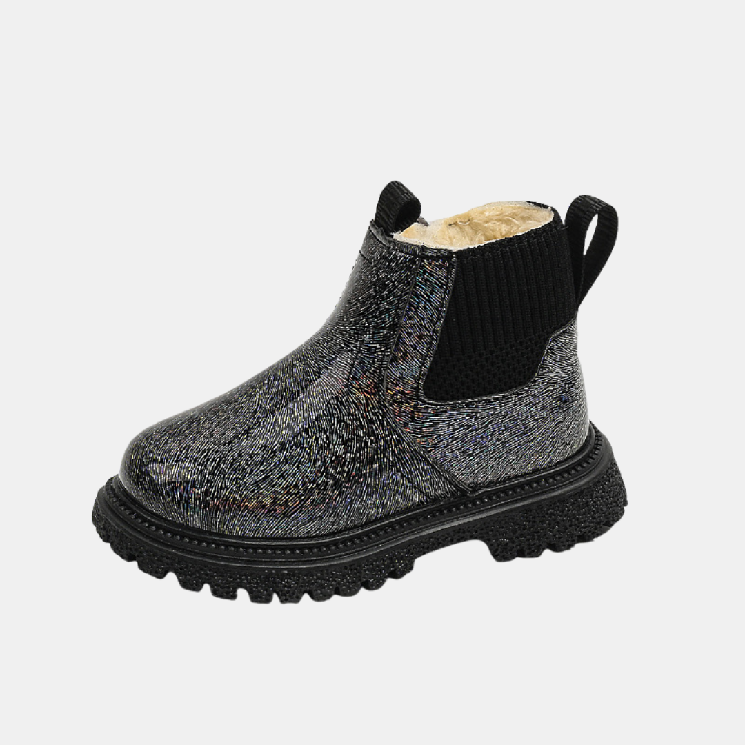 Girls' Glitter Faux Fur Lined Chelsea Snow Boots