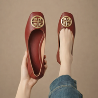 Orchard Leather Flats Red