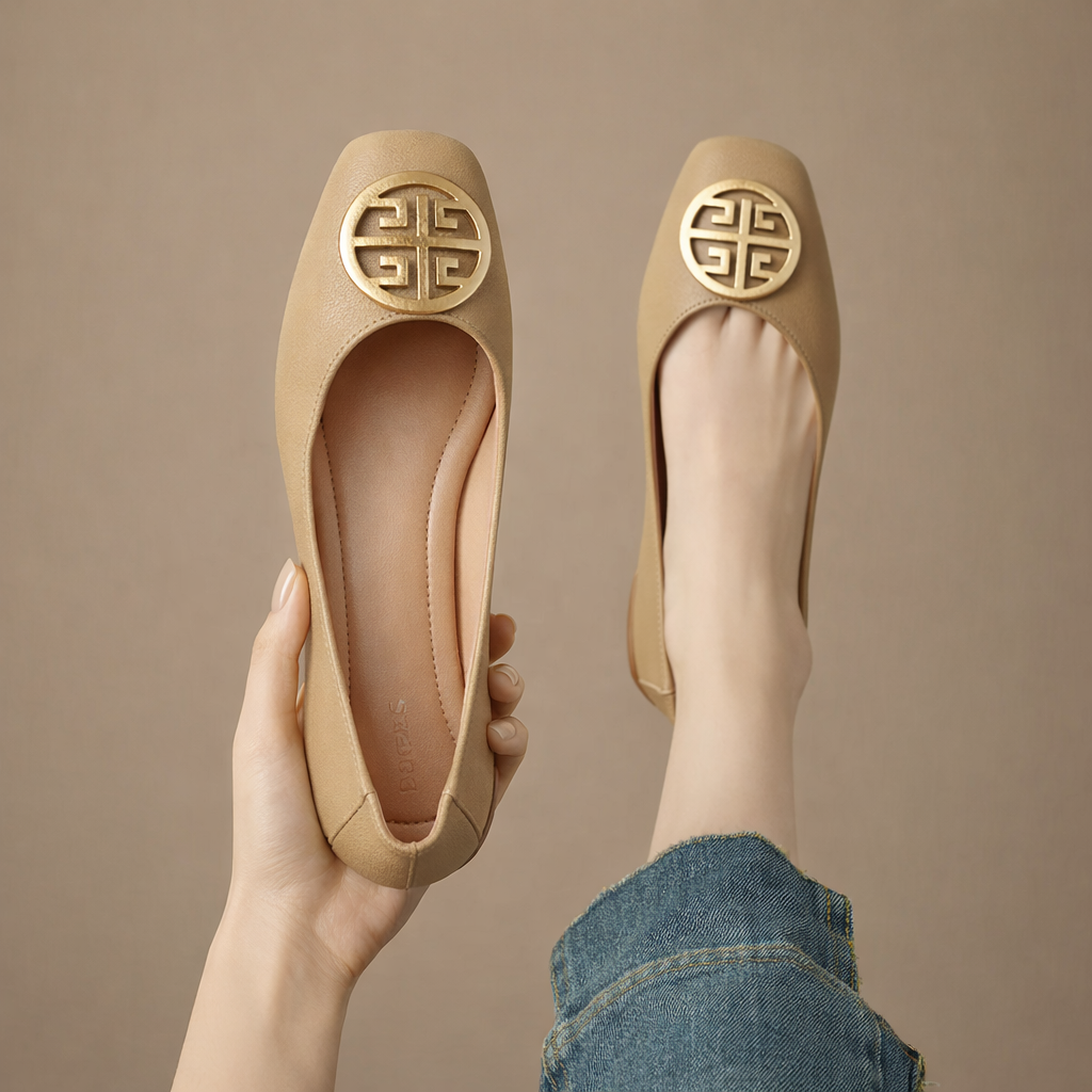 Orchard Leather Flats Green