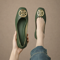 Orchard Leather Flats Green