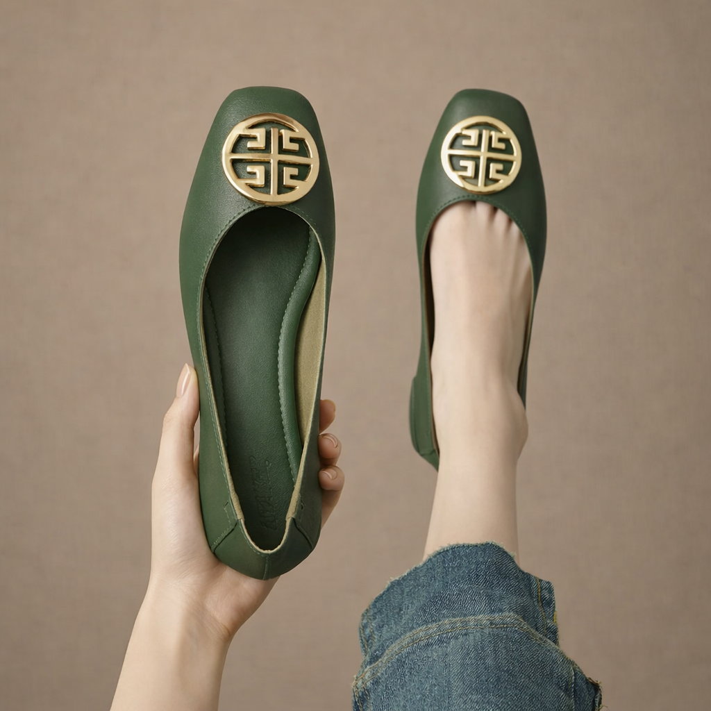 Orchard Leather Flats Red