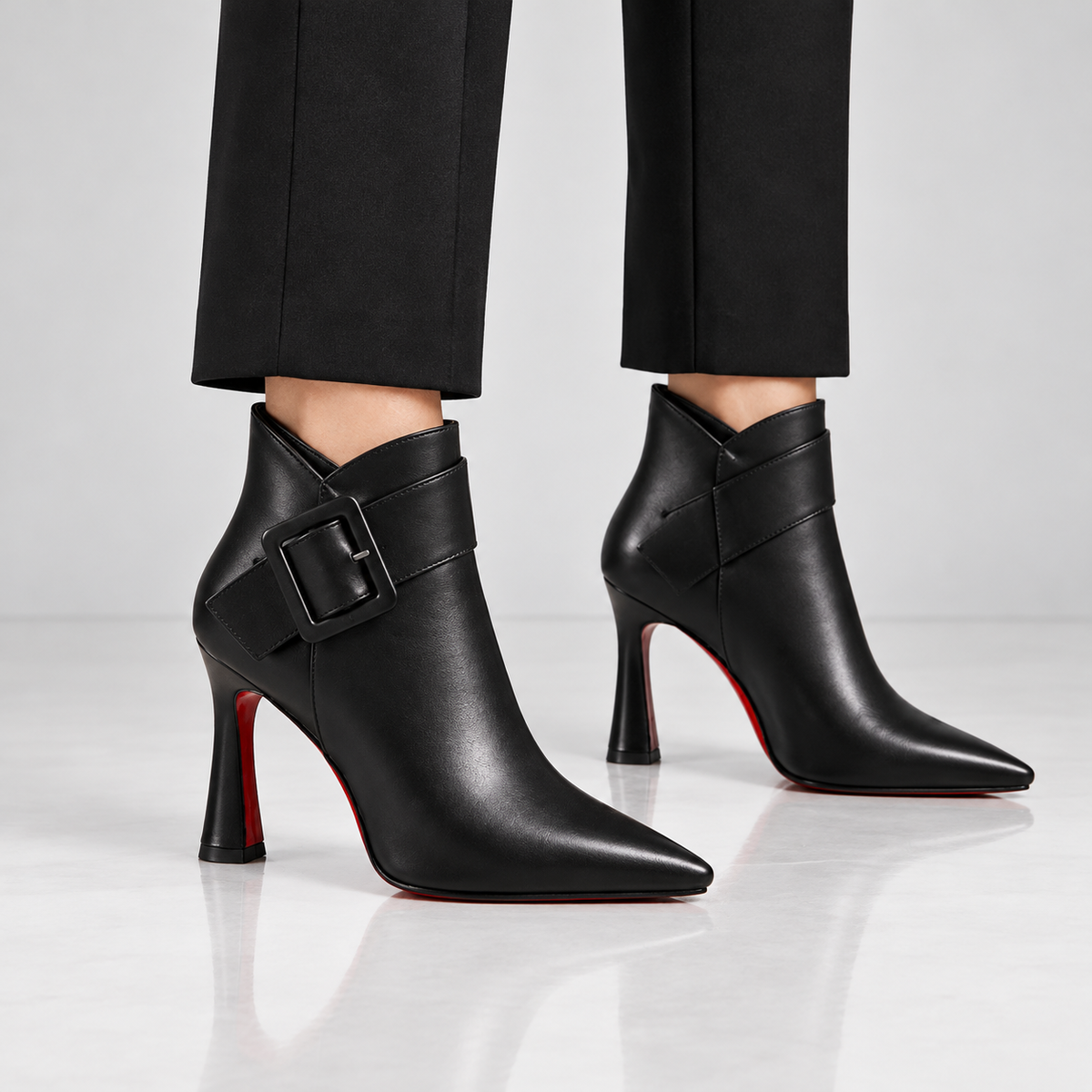 Raina | Leather Buckle Ankle Boots