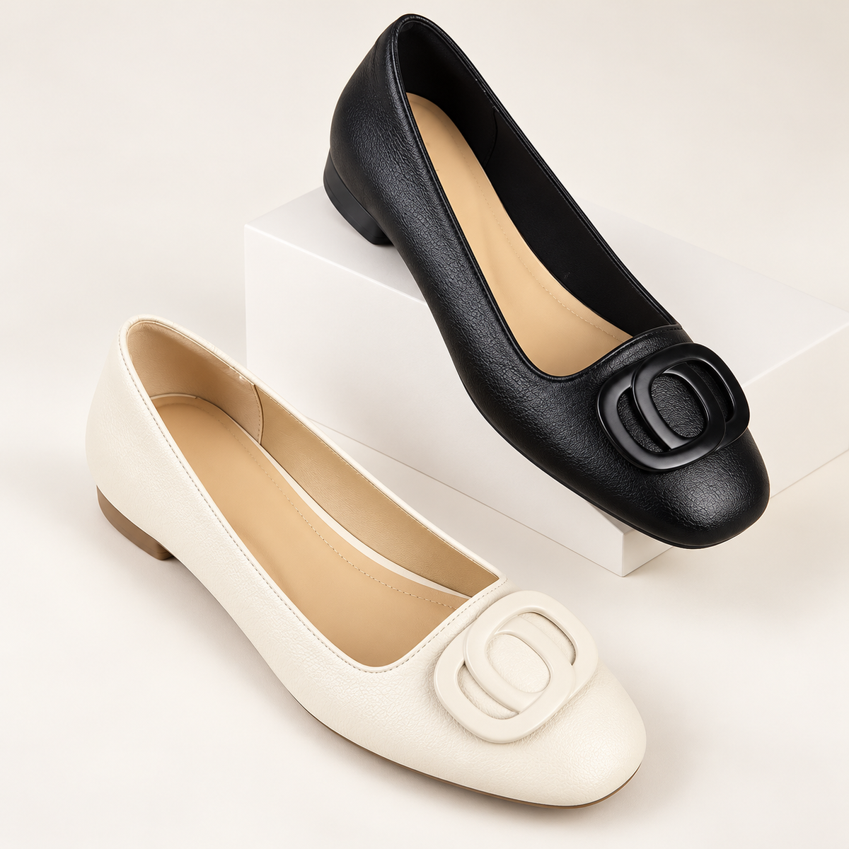 Nora | Leather Square-Toe Flats