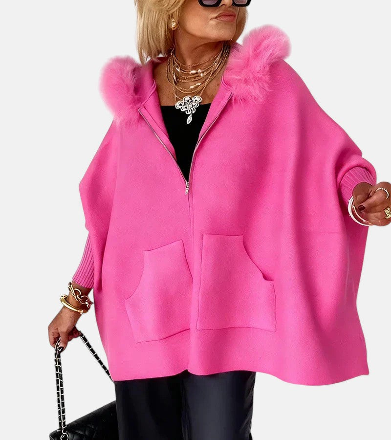 ARABELLE | CASUAL HOODED COAT WITH FUR COLLAR