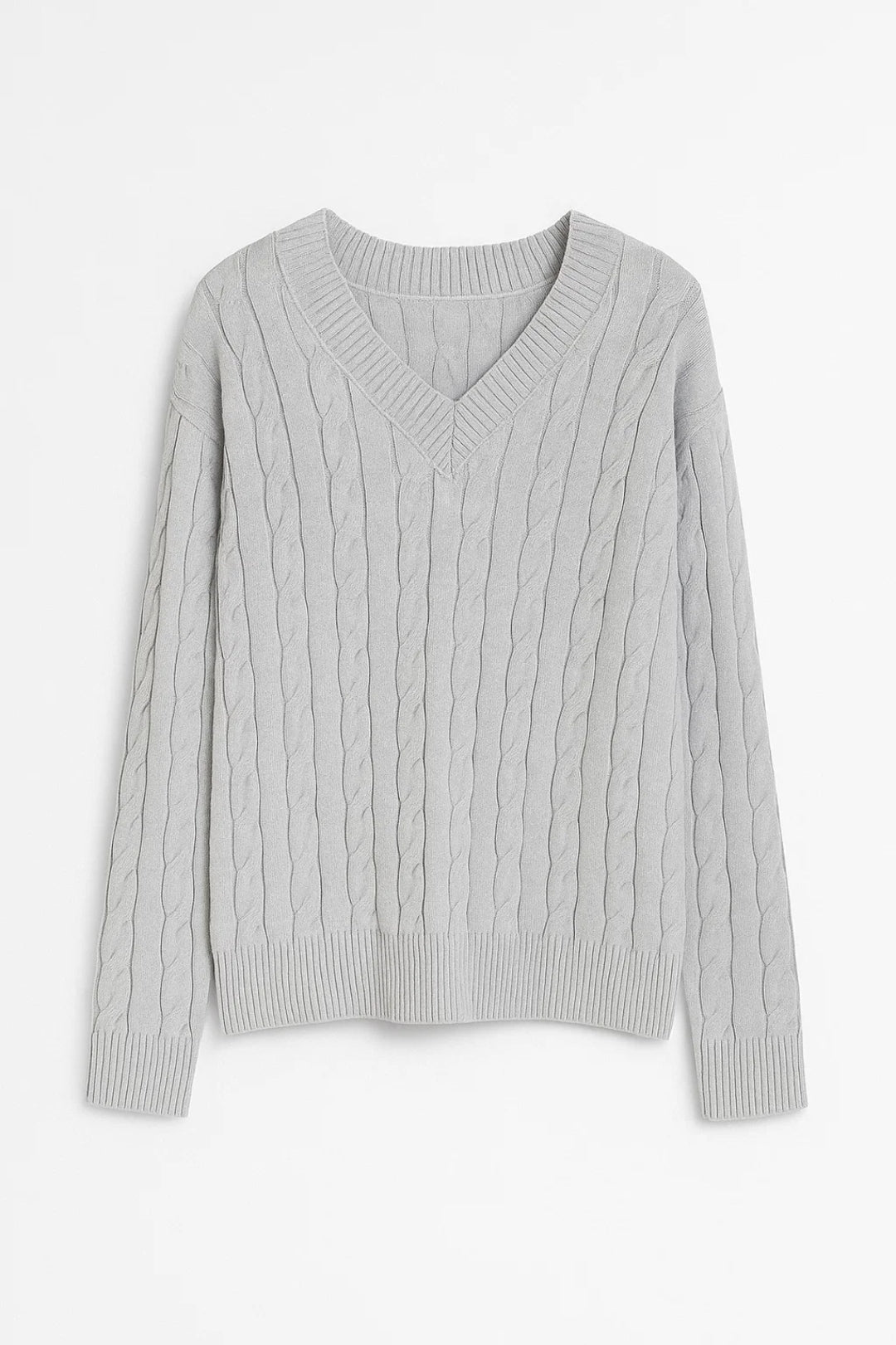 SUNNIVA | V-NECK CABLE-KNIT JUMPER
