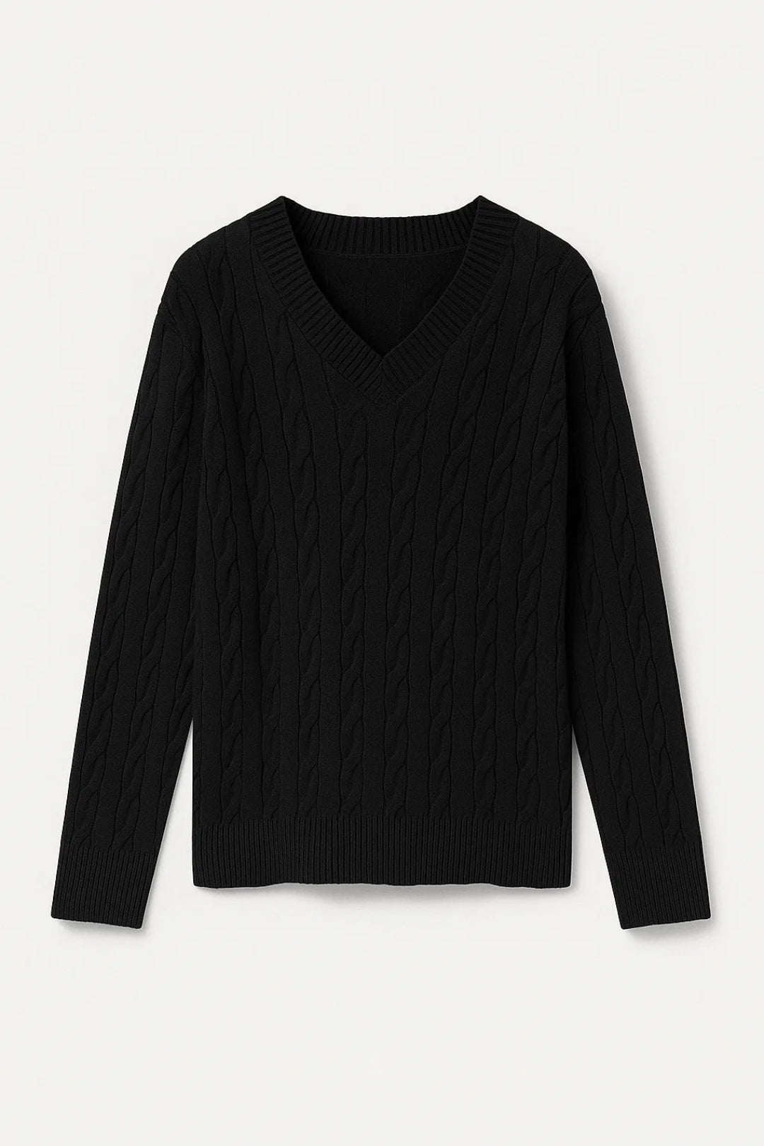 SUNNIVA | V-NECK CABLE-KNIT JUMPER