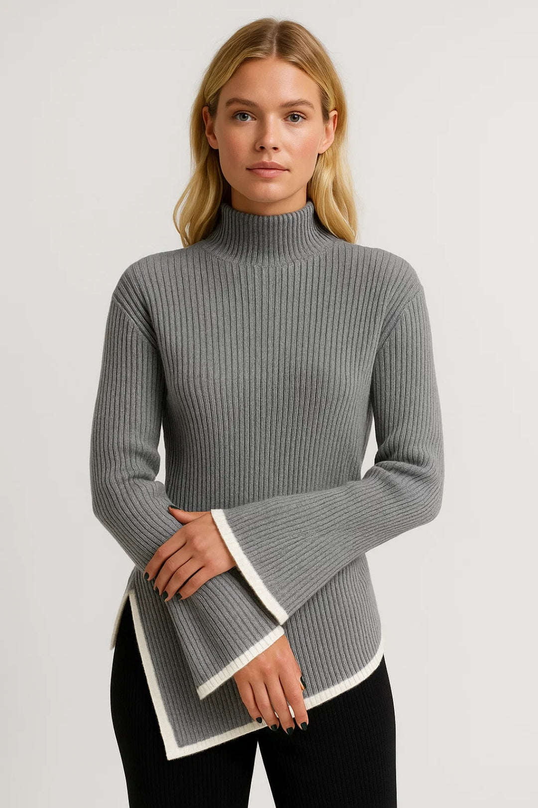 AUREOLE | FLARED-SLEEVE TURTONLECK KNIT JUMPER