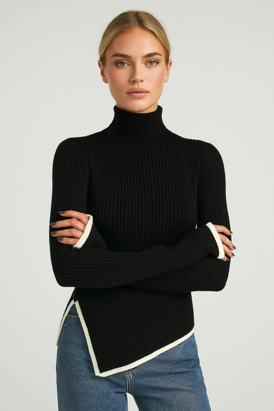 AUREOLE | FLARED-SLEEVE TURTONLECK KNIT JUMPER