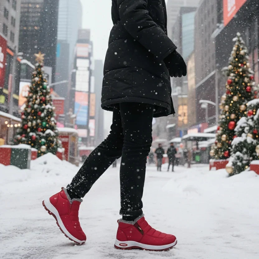 Women’s Quilted Slip-On Red Ankle Boots