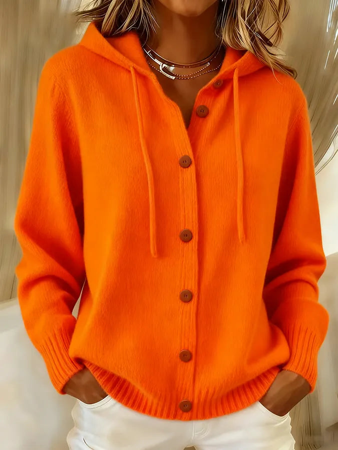 Laura | Hooded Button-Front Cardigan