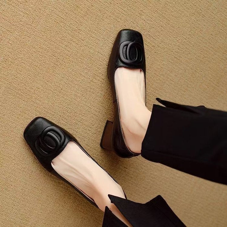 Linda | Leather Square-Toe Heels