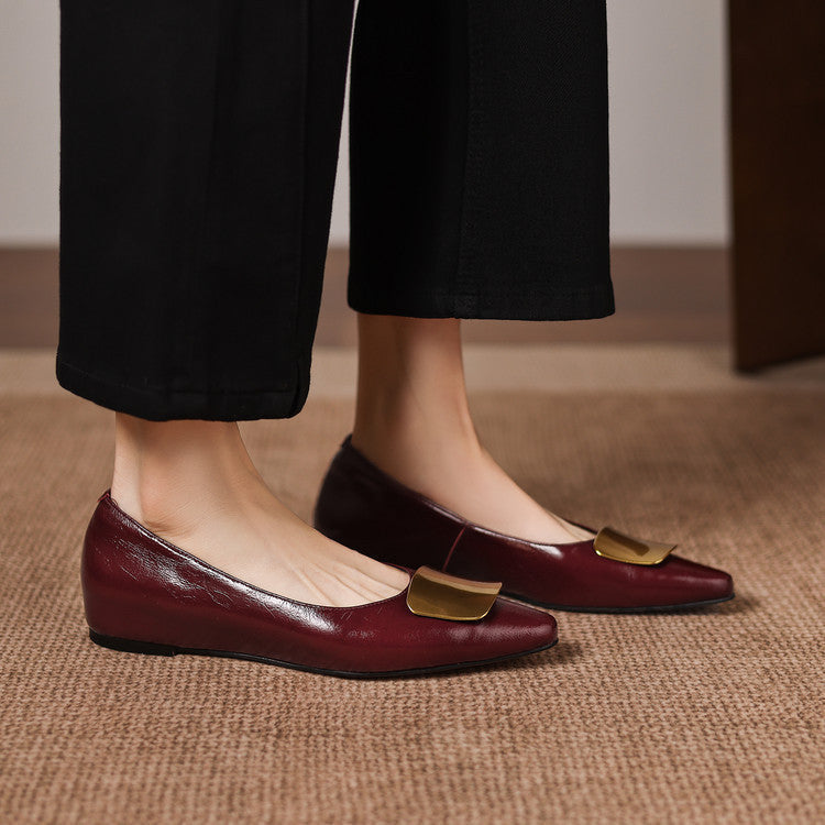 Simone | Gold-Buckle Pointed-Toe Flats